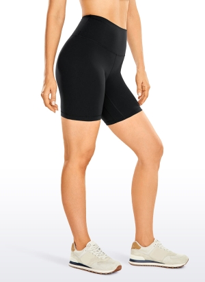 Black CRZ Brushed Nakedfeel 6'' Women's Shorts | 6273845-JE